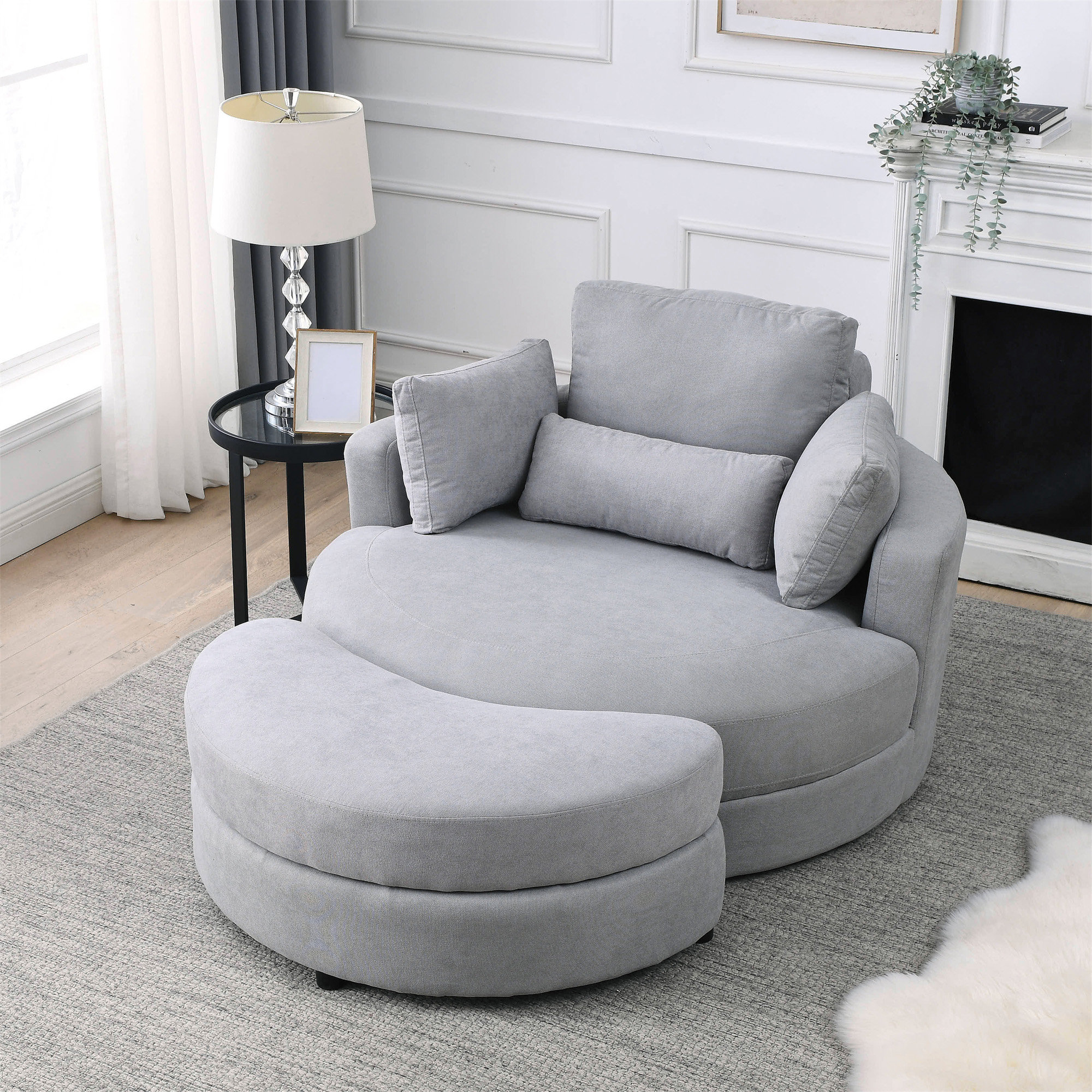 Latitude Run® [Video] Welike Swivel Accent Barrel Modern Grey Sofa ...